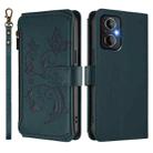 For OPPO Reno8 4G / Reno7 4G Global Butterfly Love Flower Multi-card Zipper Wallet Leather Phone Case(Dark Green) - 2