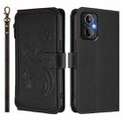 For OPPO Reno8 4G / Reno7 4G Global Butterfly Love Flower Multi-card Zipper Wallet Leather Phone Case(Black) - 2