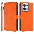 For OPPO Reno8 5G Butterfly Love Flower Multi-card Zipper Wallet Leather Phone Case(Orange) - 2