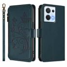 For OPPO Reno8 5G Butterfly Love Flower Multi-card Zipper Wallet Leather Phone Case(Dark Green) - 2