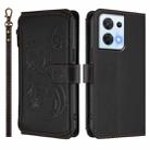 For OPPO Reno8 5G Butterfly Love Flower Multi-card Zipper Wallet Leather Phone Case(Black) - 2