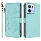 For OPPO Reno8 5G Butterfly Love Flower Multi-card Zipper Wallet Leather Phone Case(Mint Green) - 2