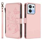 For OPPO Reno8 5G Butterfly Love Flower Multi-card Zipper Wallet Leather Phone Case(Pink) - 2