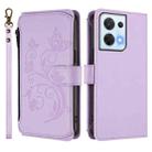 For OPPO Reno8 5G Butterfly Love Flower Multi-card Zipper Wallet Leather Phone Case(Light Purple) - 2
