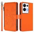 For OPPO Reno8 Pro 5G Butterfly Love Flower Multi-card Zipper Wallet Leather Phone Case(Orange) - 2