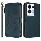 For OPPO Reno8 Pro 5G Butterfly Love Flower Multi-card Zipper Wallet Leather Phone Case(Dark Green) - 2