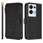 For OPPO Reno8 Pro 5G Butterfly Love Flower Multi-card Zipper Wallet Leather Phone Case(Black) - 2