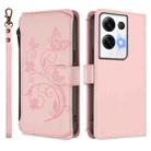 For OPPO Reno8 Pro 5G Butterfly Love Flower Multi-card Zipper Wallet Leather Phone Case(Pink) - 2