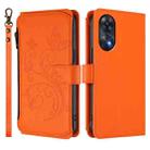 For OPPO Reno8 T 4G Global Butterfly Love Flower Multi-card Zipper Wallet Leather Phone Case(Orange) - 2