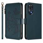 For OPPO Reno8 T 4G Global Butterfly Love Flower Multi-card Zipper Wallet Leather Phone Case(Dark Green) - 2