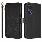 For OPPO Reno8 T 4G Global Butterfly Love Flower Multi-card Zipper Wallet Leather Phone Case(Black) - 2