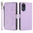 For OPPO Reno8 T 4G Global Butterfly Love Flower Multi-card Zipper Wallet Leather Phone Case(Light Purple) - 2