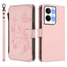 For OPPO Reno9 / Reno9 Pro 5G Butterfly Love Flower Multi-card Zipper Wallet Leather Phone Case(Pink) - 2