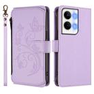For OPPO Reno9 / Reno9 Pro 5G Butterfly Love Flower Multi-card Zipper Wallet Leather Phone Case(Light Purple) - 2