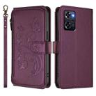 For OPPO Reno9 A Butterfly Love Flower Multi-card Zipper Wallet Leather Phone Case(Dark Purple) - 2