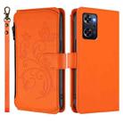 For OPPO Reno9 A Butterfly Love Flower Multi-card Zipper Wallet Leather Phone Case(Orange) - 2