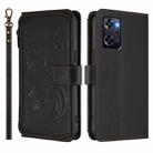 For OPPO Reno9 A Butterfly Love Flower Multi-card Zipper Wallet Leather Phone Case(Black) - 2