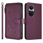 For OPPO Reno10 / Reno10 Pro 5G Global Butterfly Love Flower Multi-card Zipper Wallet Leather Phone Case(Dark Purple) - 2