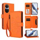 For OPPO Reno10 / Reno10 Pro 5G Global Butterfly Love Flower Multi-card Zipper Wallet Leather Phone Case(Orange) - 1
