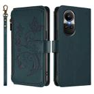 For OPPO Reno10 / Reno10 Pro 5G Global Butterfly Love Flower Multi-card Zipper Wallet Leather Phone Case(Dark Green) - 2