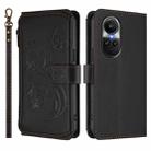 For OPPO Reno10 / Reno10 Pro 5G Global Butterfly Love Flower Multi-card Zipper Wallet Leather Phone Case(Black) - 2