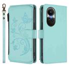 For OPPO Reno10 / Reno10 Pro 5G Global Butterfly Love Flower Multi-card Zipper Wallet Leather Phone Case(Mint Green) - 2