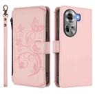For OPPO Reno11 5G Global Butterfly Love Flower Multi-card Zipper Wallet Leather Phone Case(Pink) - 2