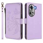 For OPPO Reno11 5G Global Butterfly Love Flower Multi-card Zipper Wallet Leather Phone Case(Light Purple) - 2
