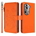 For OPPO Reno11 Pro 5G Global Butterfly Love Flower Multi-card Zipper Wallet Leather Phone Case(Orange) - 2