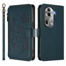For OPPO Reno11 Pro 5G Global Butterfly Love Flower Multi-card Zipper Wallet Leather Phone Case(Dark Green) - 2