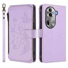 For OPPO Reno11 Pro 5G Global Butterfly Love Flower Multi-card Zipper Wallet Leather Phone Case(Light Purple) - 2