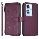 For OPPO Reno11 F 5G Global Butterfly Love Flower Multi-card Zipper Wallet Leather Phone Case(Dark Purple) - 2