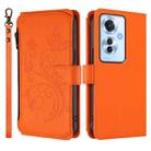 For OPPO Reno11 F 5G Global Butterfly Love Flower Multi-card Zipper Wallet Leather Phone Case(Orange) - 2