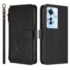 For OPPO Reno11 F 5G Global Butterfly Love Flower Multi-card Zipper Wallet Leather Phone Case(Black) - 2