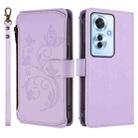 For OPPO Reno11 F 5G Global Butterfly Love Flower Multi-card Zipper Wallet Leather Phone Case(Light Purple) - 2