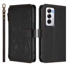 For OPPO Reno12 5G Global Butterfly Love Flower Multi-card Zipper Wallet Leather Phone Case(Black) - 2