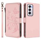 For OPPO Reno12 5G Global Butterfly Love Flower Multi-card Zipper Wallet Leather Phone Case(Pink) - 2
