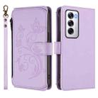 For OPPO Reno12 5G Global Butterfly Love Flower Multi-card Zipper Wallet Leather Phone Case(Light Purple) - 2