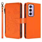 For OPPO Reno12 Pro 5G Global Butterfly Love Flower Multi-card Zipper Wallet Leather Phone Case(Orange) - 2