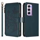 For OPPO Reno12 Pro 5G Global Butterfly Love Flower Multi-card Zipper Wallet Leather Phone Case(Dark Green) - 2
