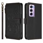 For OPPO Reno12 Pro 5G Global Butterfly Love Flower Multi-card Zipper Wallet Leather Phone Case(Black) - 2