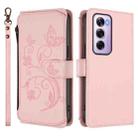 For OPPO Reno12 Pro 5G Global Butterfly Love Flower Multi-card Zipper Wallet Leather Phone Case(Pink) - 2
