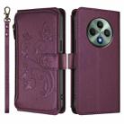 For OPPO Reno12 F 5G / 4G Butterfly Love Flower Multi-card Zipper Wallet Leather Phone Case(Dark Purple) - 2