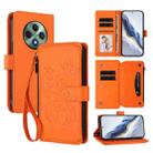 For OPPO Reno12 F 5G / 4G Butterfly Love Flower Multi-card Zipper Wallet Leather Phone Case(Orange) - 1