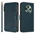 For OPPO Reno12 F 5G / 4G Butterfly Love Flower Multi-card Zipper Wallet Leather Phone Case(Dark Green) - 2