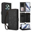 For OPPO Reno12 F 5G / 4G Butterfly Love Flower Multi-card Zipper Wallet Leather Phone Case(Black) - 1