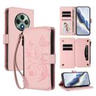 For OPPO Reno12 F 5G / 4G Butterfly Love Flower Multi-card Zipper Wallet Leather Phone Case(Pink) - 1