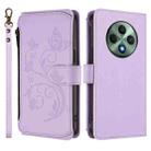For OPPO Reno12 F 5G / 4G Butterfly Love Flower Multi-card Zipper Wallet Leather Phone Case(Light Purple) - 2