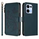 For OPPO Reno13 5G Global Butterfly Love Flower Multi-card Zipper Wallet Leather Phone Case(Dark Green) - 2