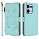 For OPPO Reno13 5G Global Butterfly Love Flower Multi-card Zipper Wallet Leather Phone Case(Mint Green) - 2